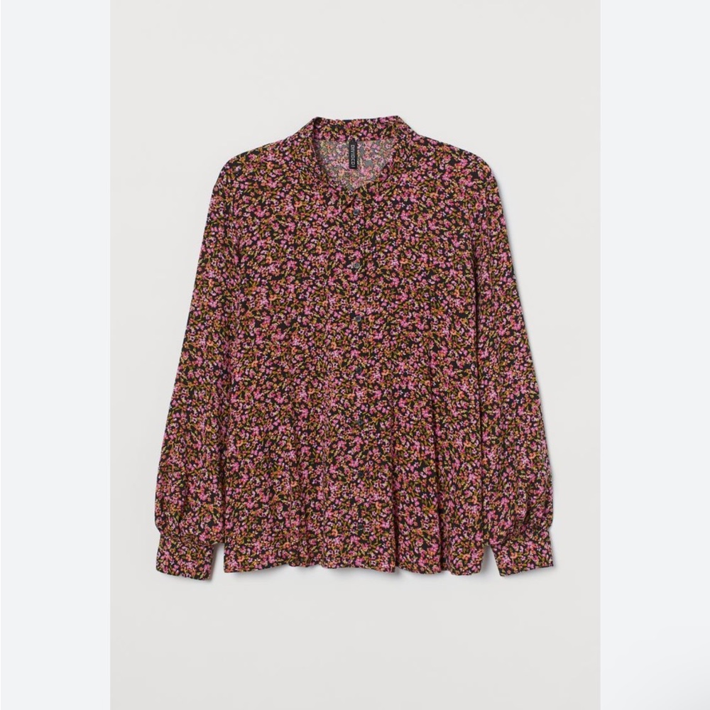 H&M floral cropped Button down shirt